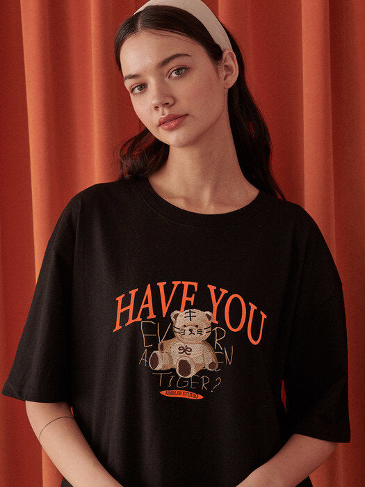 [ambler] Tiger bear Over fit T-Shirts AS913 (Black)