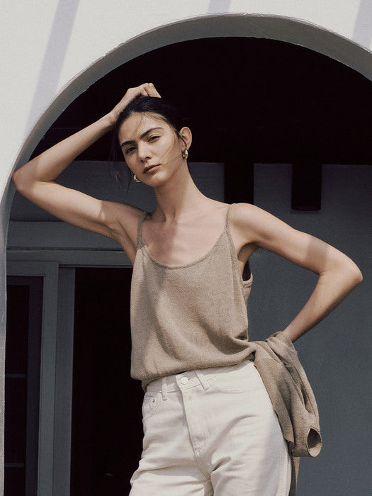 [moia] [EXCLUSIVE] round sleeveless (pale khaki)
