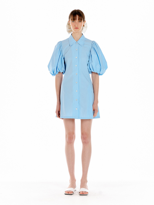 Eenk Umbria Mini Shirt Dress - Light Blue