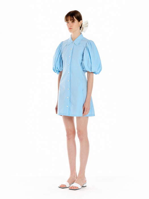 Eenk Umbria Mini Shirt Dress - Light Blue