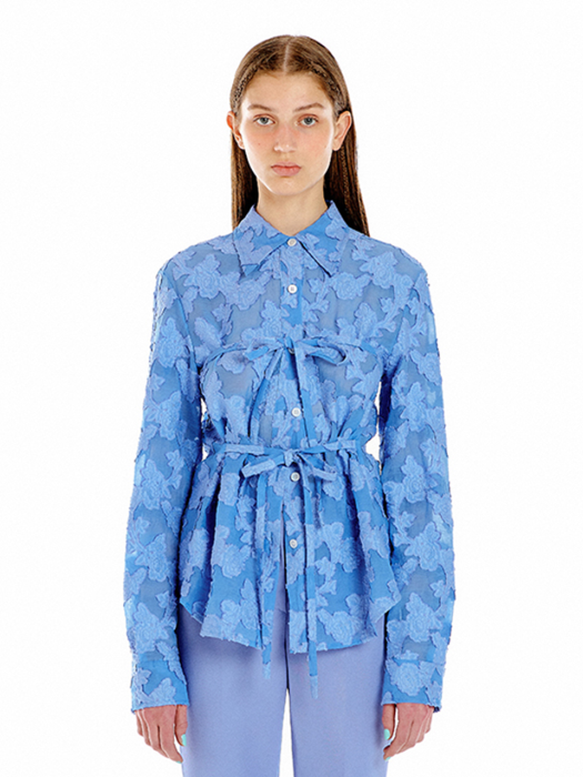 [EENK] Uclli Ribbon Tie Shirt - Violet
