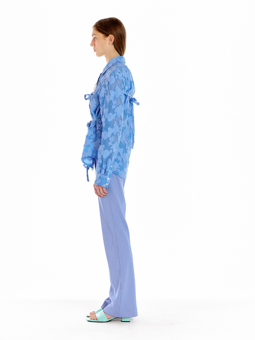 [EENK] Uclli Ribbon Tie Shirt - Violet
