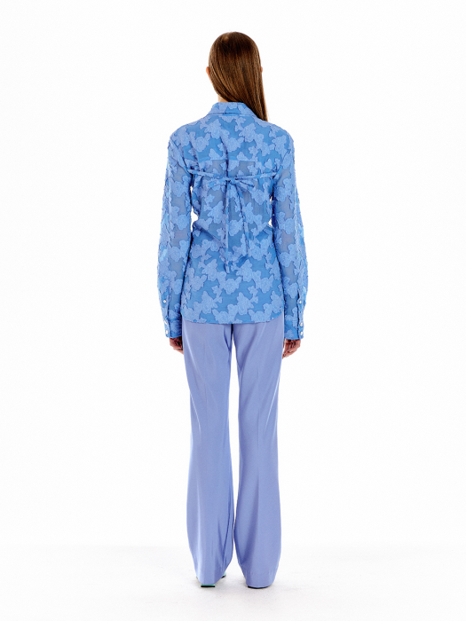 [EENK] Uclli Ribbon Tie Shirt - Violet