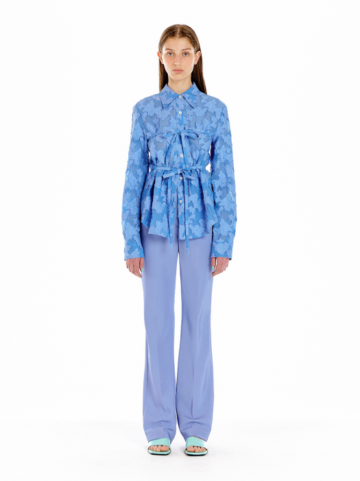 [EENK] Uclli Ribbon Tie Shirt - Violet