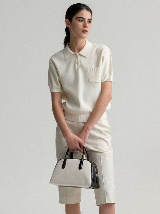 [nothing written] Slim fit bermuda pants (Light beige)