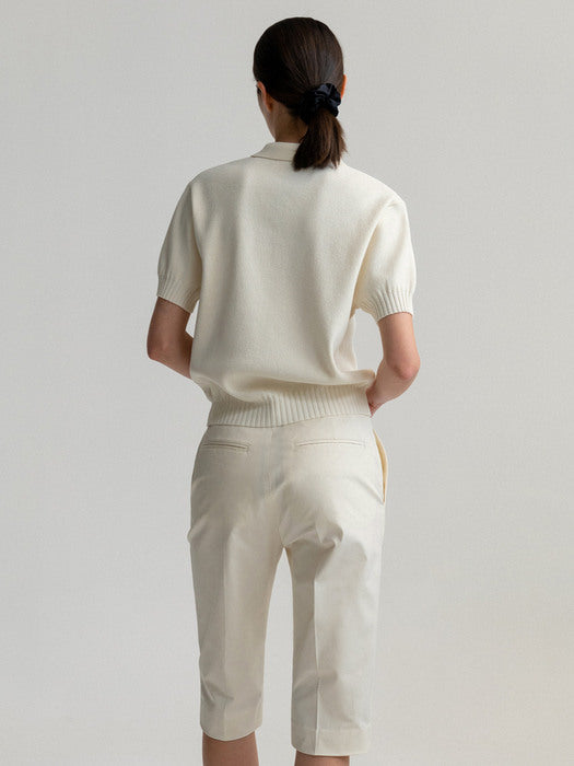 [nothing written] Slim fit bermuda pants (Light beige)