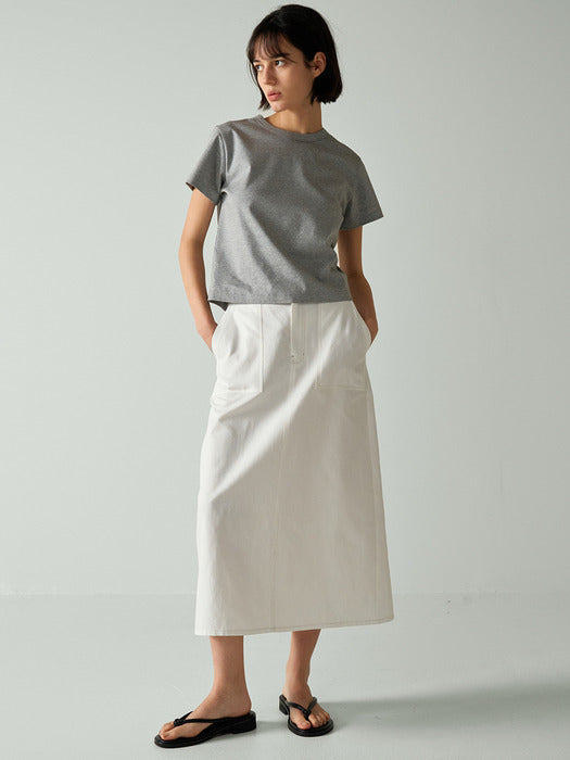 Facade Pattern Linen Fatigue Skirt off white