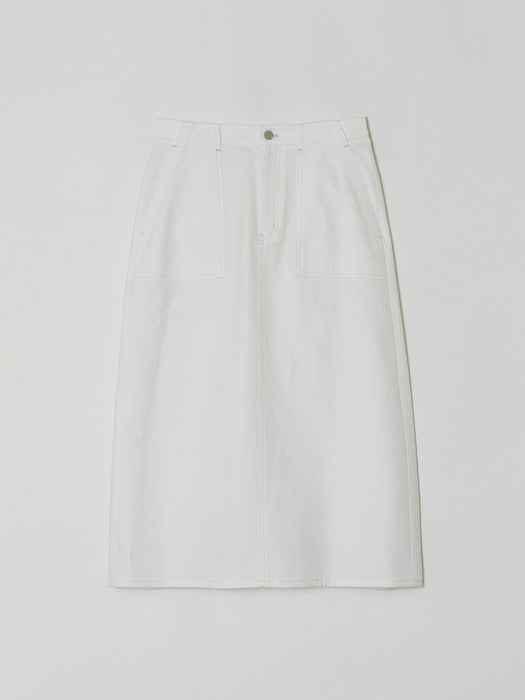 Facade Pattern Linen Fatigue Skirt off white