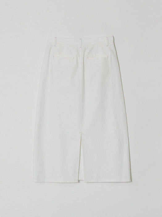 Facade Pattern Linen Fatigue Skirt off white