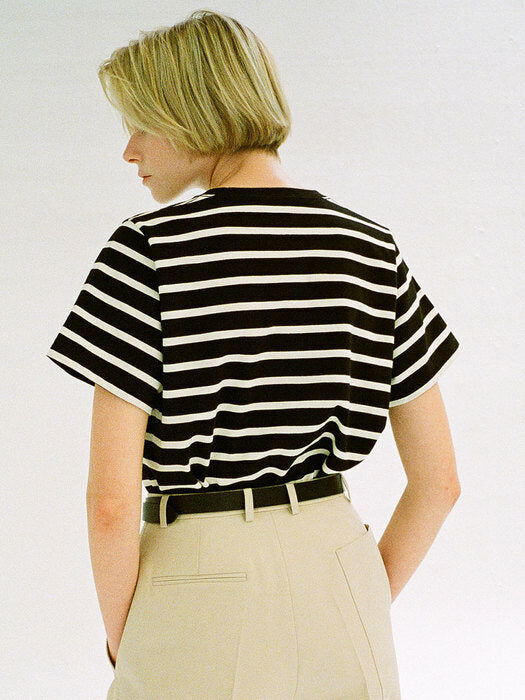 [facade pattern] Cotton Stripe T-Shirt (4 Colors)