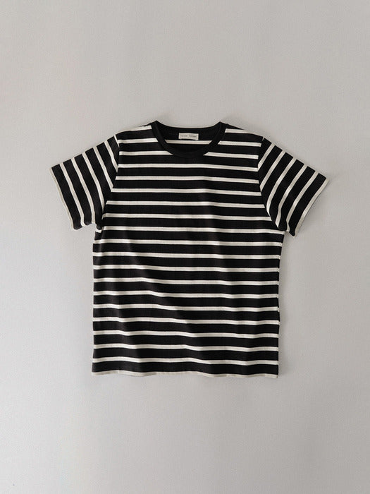 Facade Pattern Cotton Stripe T-shirt