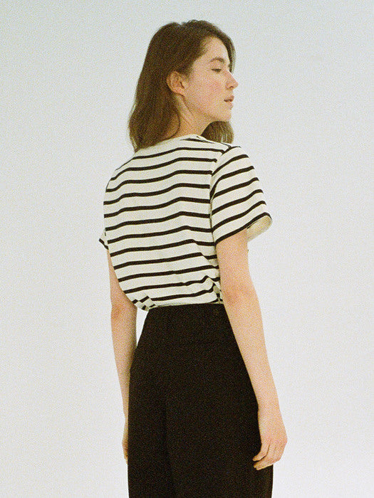[facade pattern] Cotton Stripe T-Shirt (4 Colors)