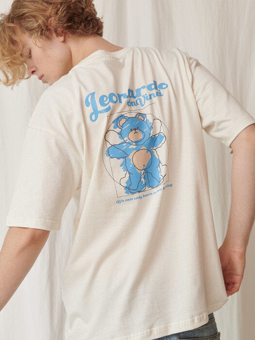 [ambler] Davinci Bear Over fit T-Shirts AS923 (Cream)