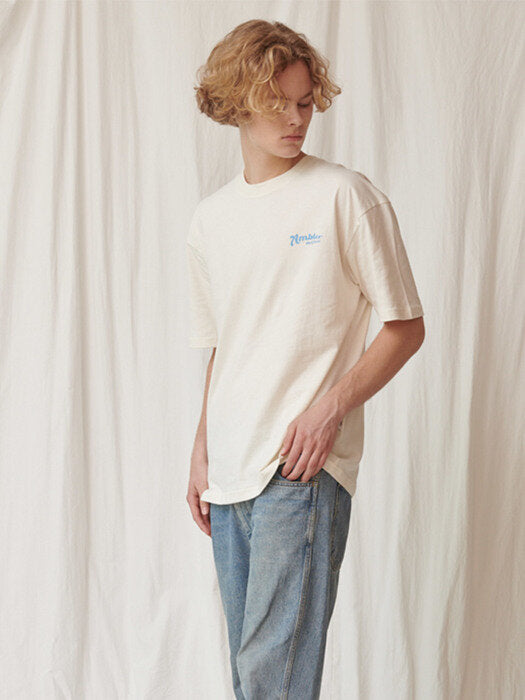 [ambler] Davinci Bear Over fit T-Shirts AS923 (Cream)