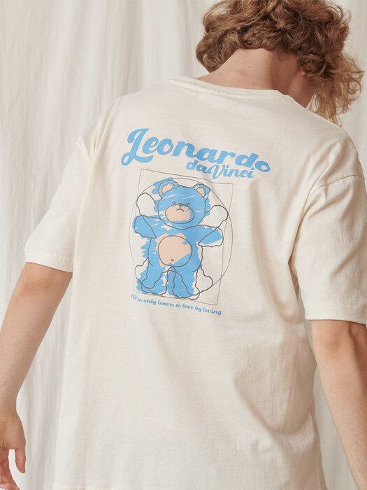 [ambler] Davinci Bear Over fit T-Shirts AS923 (Cream)