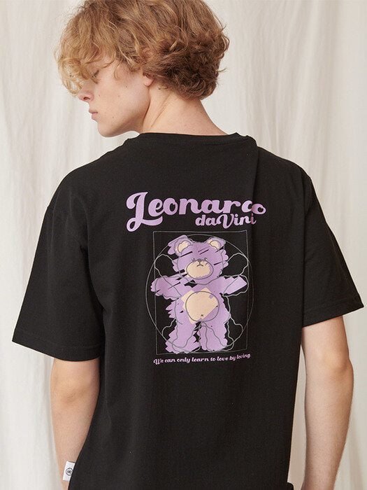 [ambler] Davinci Bear Over fit T-Shirts AS923 (Black)