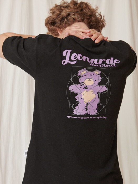 [ambler] Davinci Bear Over fit T-Shirts AS923 (Black)