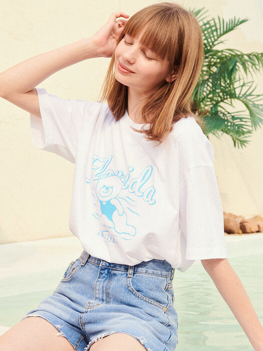 [ambler] Florida Over fit T-Shirts AS924 (White)