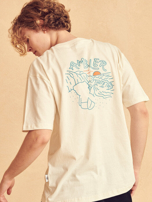 [ambler] Summer Holiday Over fit T-Shirts AS925 (Cream)