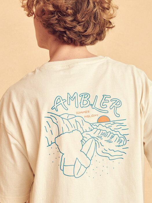 [ambler] Summer Holiday Over fit T-Shirts AS925 (Cream)