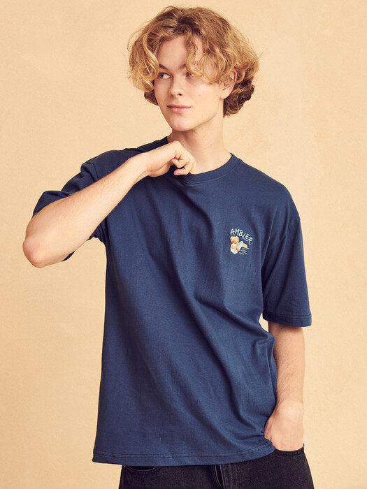 [ambler] Summer Holiday Over fit T-Shirts AS925 (Navy)