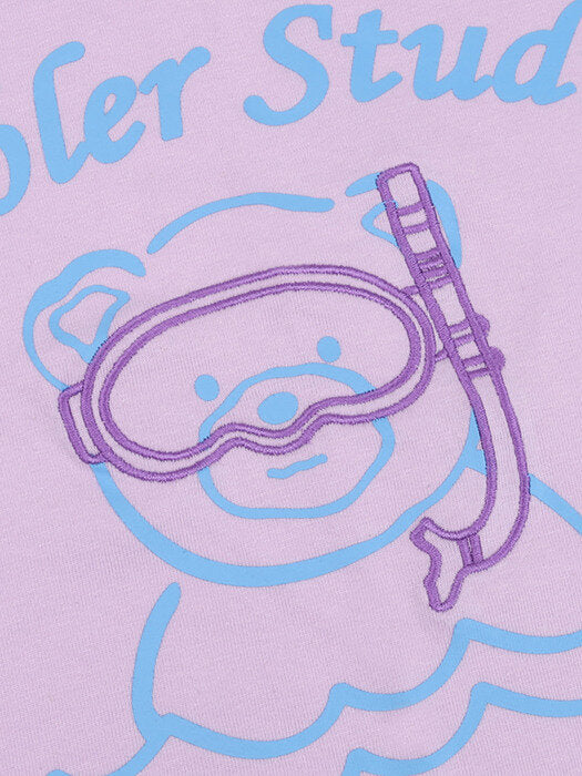 [ambler] Snorkeling Bear Over fit T-Shirts AS927 (Purple)