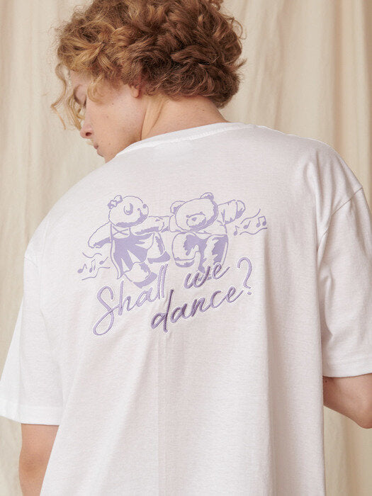 [ambler] Shall we dance Over fit T-Shirts AS931 (White)