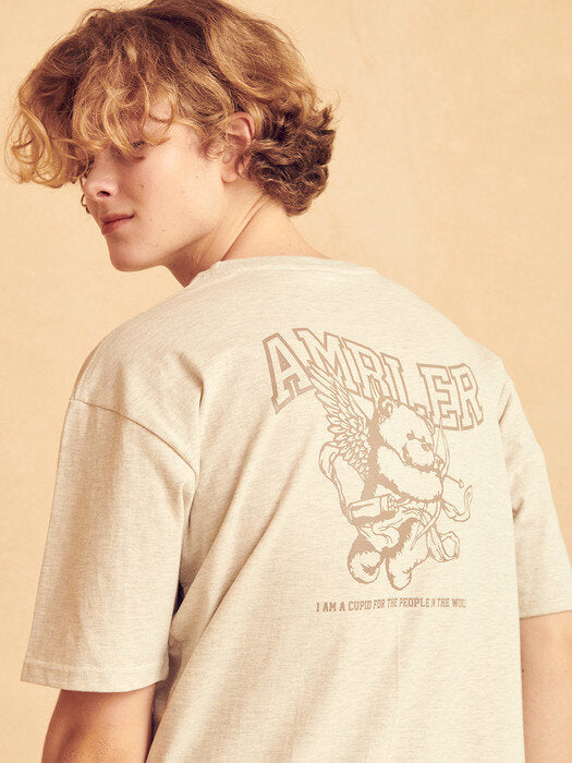 [ambler] Cupid Bear Over fit T-Shirts AS932 (Oatmeal)