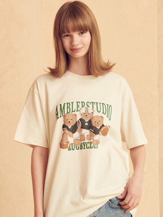 [ambler] Rugby Club Over fit T-Shirts AS933 (Cream)