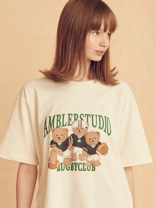 [ambler] Rugby Club Over fit T-Shirts AS933 (Cream)