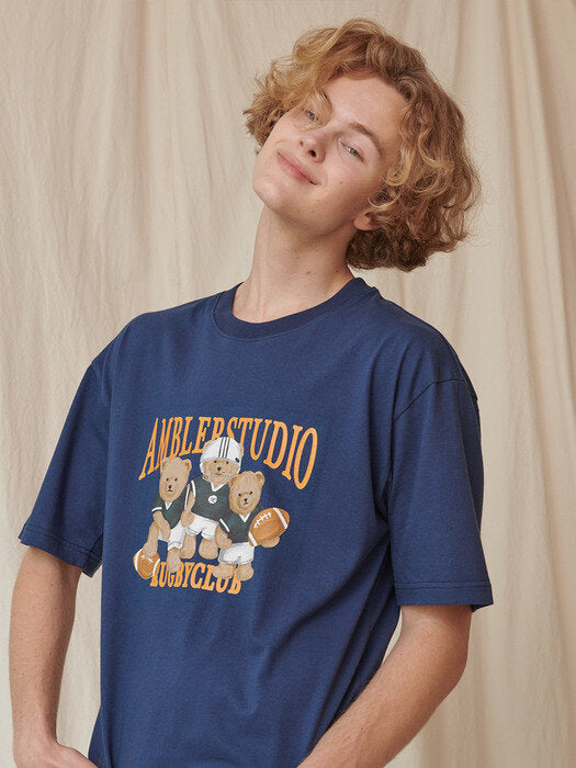 [ambler] Rugby Club Over fit T-Shirts AS933 (Navy)