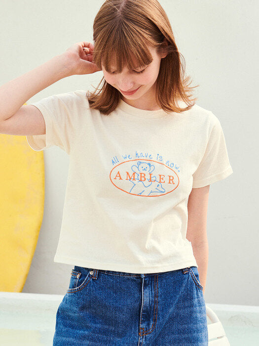 [ambler] All we have is now Crop T-Shirts ACR302 (Cream)