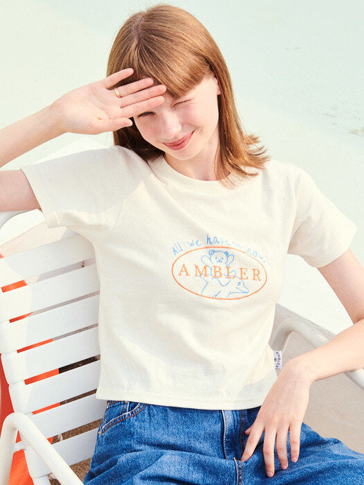 [ambler] All we have is now Crop T-Shirts ACR302 (Cream)