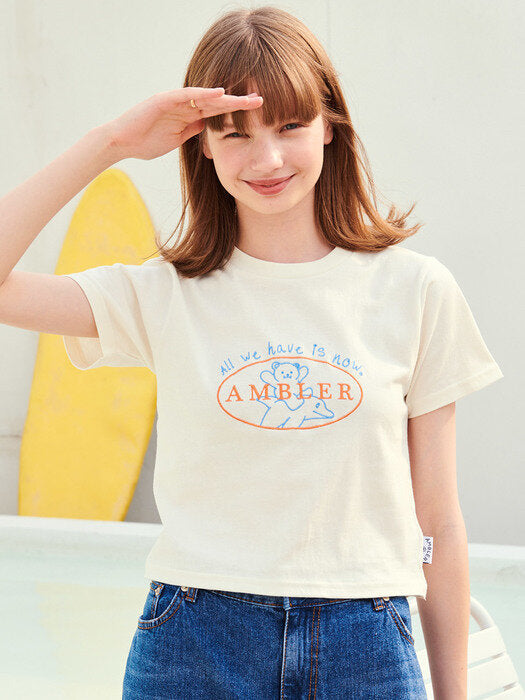 [ambler] All we have is now Crop T-Shirts ACR302 (Cream)