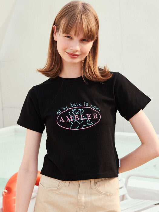 [ambler] All we have is now Crop T-Shirts ACR302 (Black)