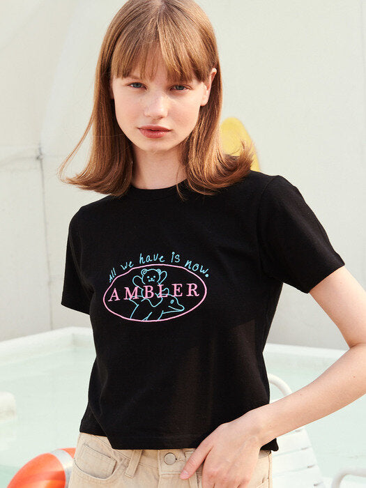 [ambler] All we have is now Crop T-Shirts ACR302 (Black)