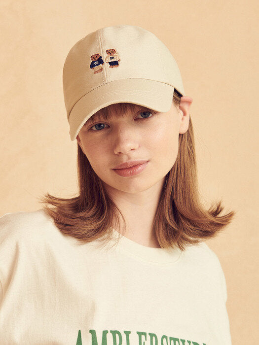 [ambler] Twinlook Bear Ball Cap AH401(Beige)