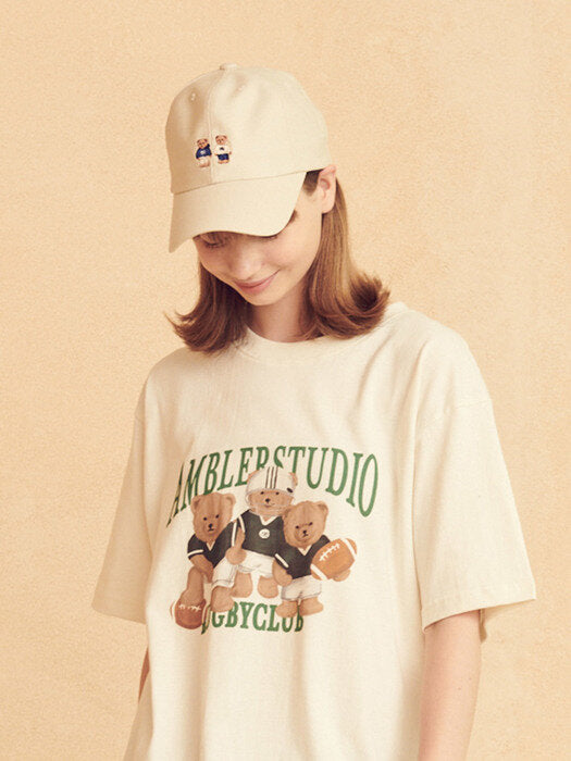 [ambler] Twinlook Bear Ball Cap AH401(Beige)