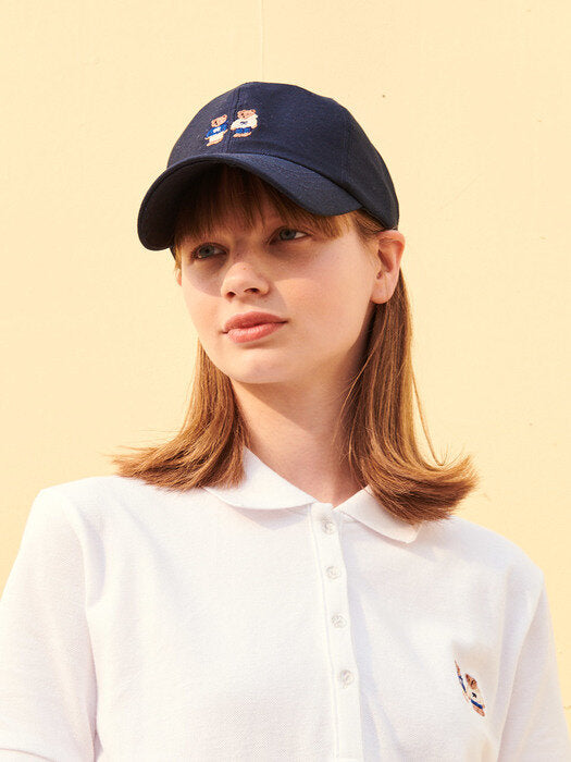 [ambler] Twinlook Bear Ball Cap AH401(Navy)