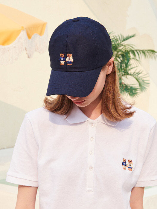 [ambler] Twinlook Bear Ball Cap AH401(Navy)