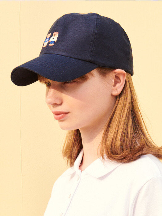 [ambler] Twinlook Bear Ball Cap AH401(Navy)