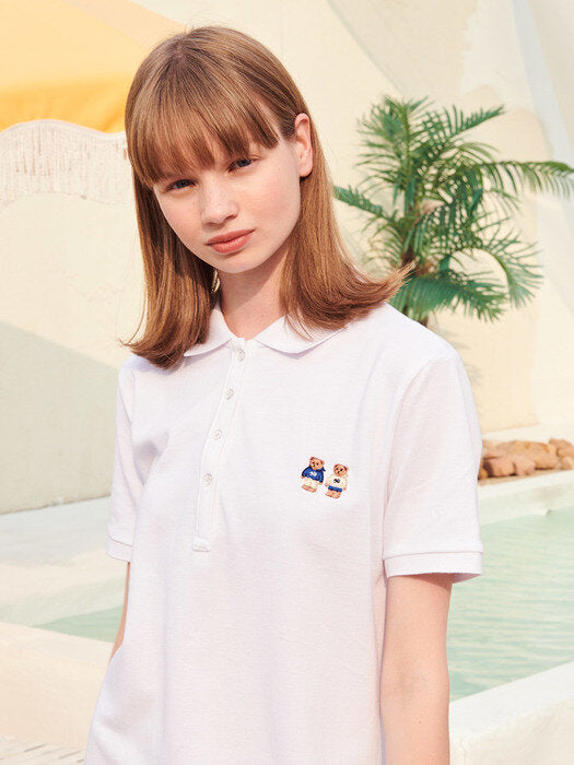 [ambler] Twinlook Bear Cotton PK Mini One-piece AOPS201(white)