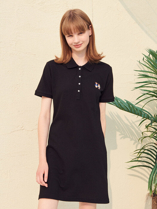 [ambler] Twinlook Bear Cotton PK Mini One-piece AOPS201(black)