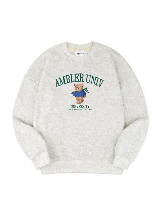 [ambler] AMBLER UNIVERSITY Over fit Sweatshirt AMM909(oatmeal)