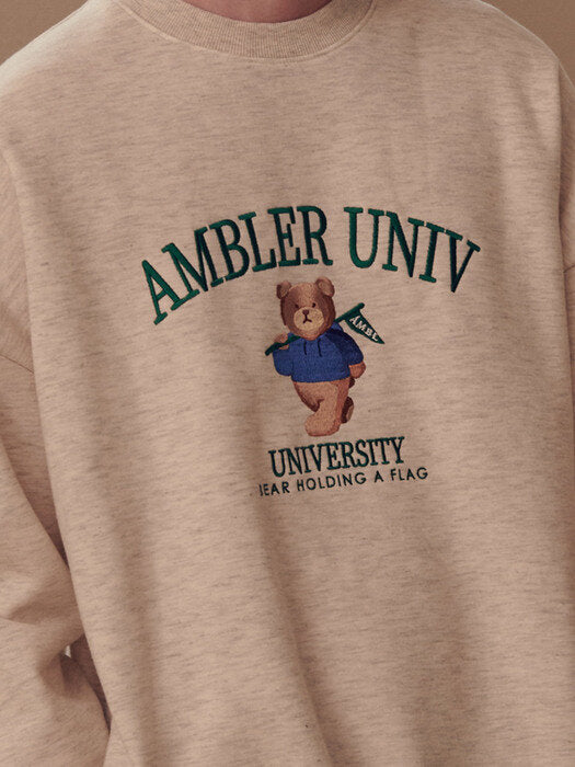 [ambler] AMBLER UNIVERSITY Over fit Sweatshirt AMM909(oatmeal)