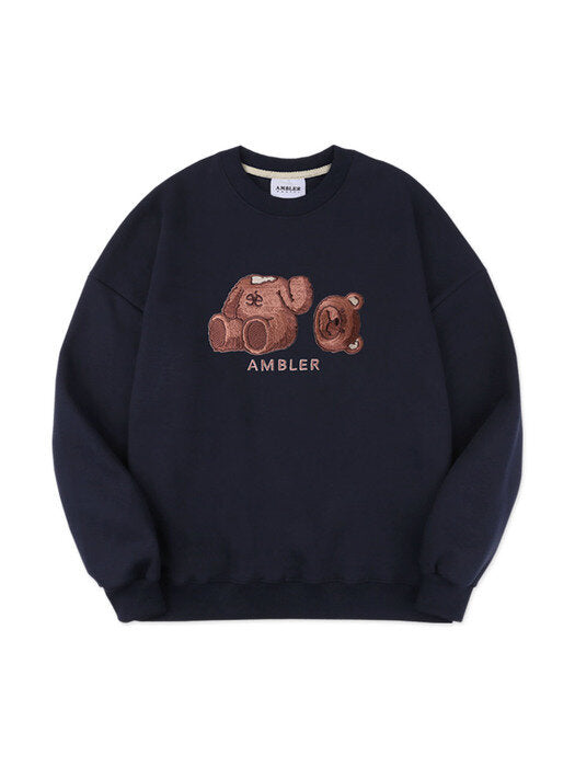 [ambler] bear Over fit Sweatshirt AMM718(navy)