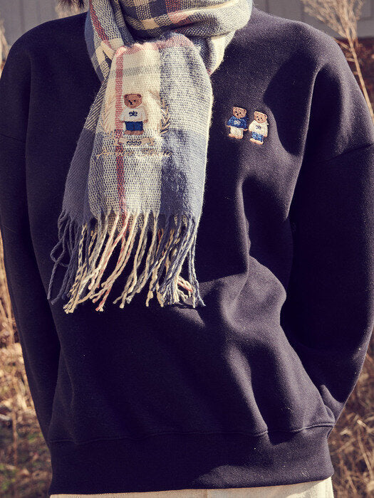 [ambler] Twinlook Bear Over fit Sweatshirt AMM918(navy)