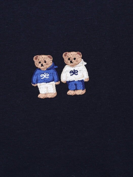 [ambler] Twinlook Bear Over fit Sweatshirt AMM918(navy)