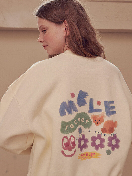 [ambler] PAINT MBLE Over fit Sweatshirt AMM917(ivory)