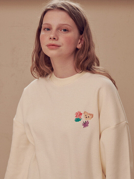 [ambler] PAINT MBLE Over fit Sweatshirt AMM917(ivory)